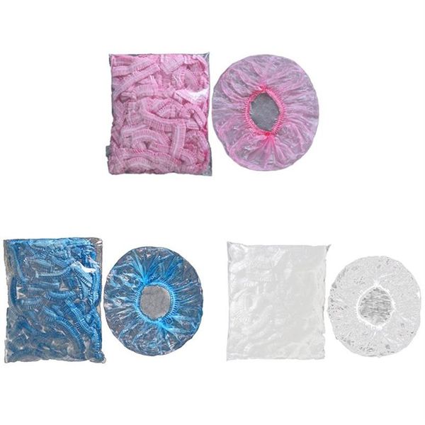 100PCS Doppio nastro Cuffie da doccia usa e getta non tessute Cappello antipolvere pieghettato Donna Uomo Bagno per spa Parrucchiere Accessori di bellezza226s