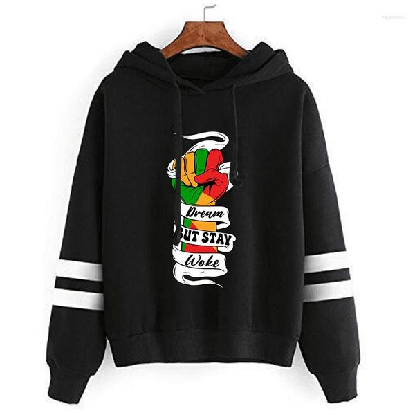 Kadın Hoodies Kadın Siyah Tarih Ayı Baskı Sweatshirtler Rüya Ama Kalın Vintage Giyim Renkli Yumruk Kadın