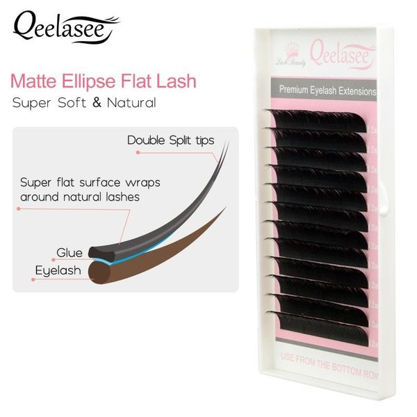 Ciglia finte Estensioni ciglia piatte opache Commercio all'ingrosso Visone individuale Forniture più morbide Ellipse Cashmere Lash Split Tips Volume 230617