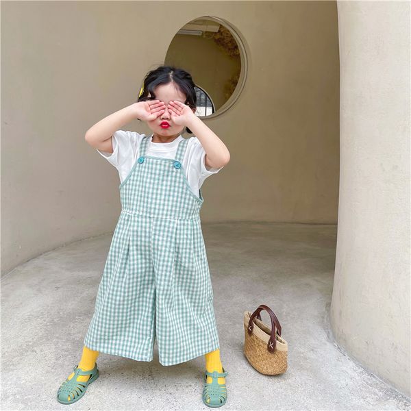 Kinder Mädchen Kleidung Baby Sommer Plaid Overalls Hosen für Kleinkind Mädchen Kind Outfit Hosen Baby Kleidung Overalls Breite bein hosen