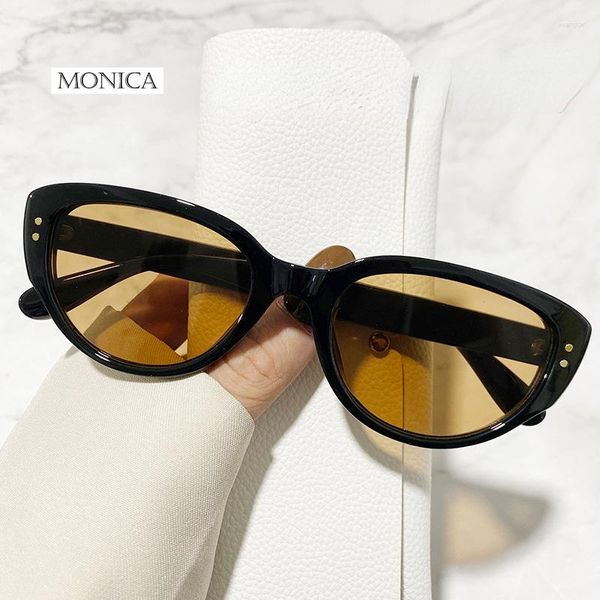 Óculos de Sol Vintage Trend Cat Eye Masculino Feminino Designer de Marca Sexy Armação Pequena Rice Unha Óculos de Sol Branco Elegante Óculos Sombras