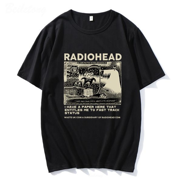 Mens Tshirts Radiohead T Shirt Erkekler Vintage Classic Tees North America Tour Rock Boy Camisetas Hombre Hip Hop Unisex%100 Pamuklu Büyük Boy Üstler 230717