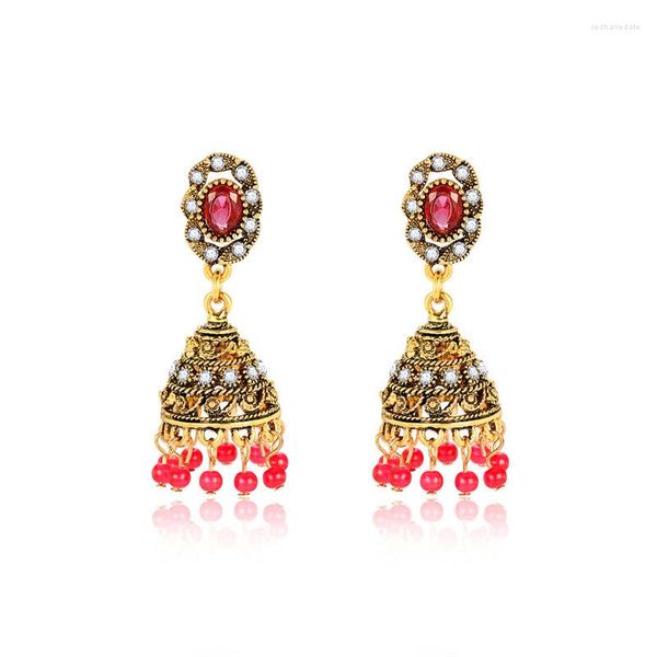 Brincos pendentes Brinco Coral Beads Jhumka Feito à mão Tailândia Buda Piercing Vintage Bohemia Moda Coreana Jóias Festa Bijoux