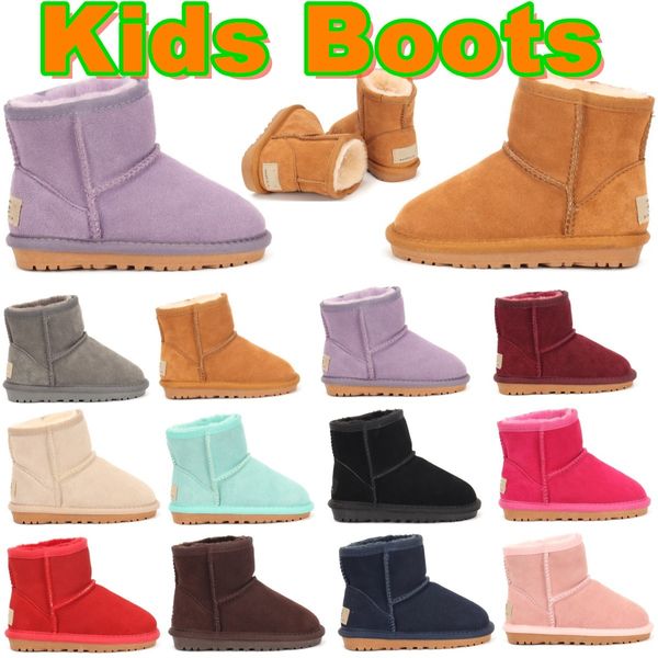 Botas de neve de designer infantil 5854 botas australianas para bebês meninas meninos botas quentes de couro para jovens botas de inverno 01Da#