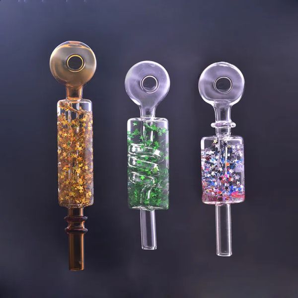 colorato 12 cm Freezable Glicerina Bobina Bruciatore di olio di vetro Tubi Narghilè Shisha Accessori per fumatori per Dab Rig Bong in vetro Pipa ad acqua
