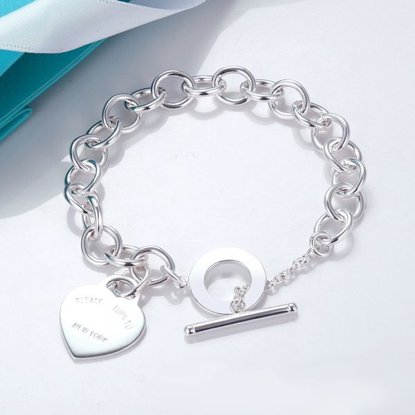 Nuovi ciondoli di design Bracciale serie T per donna Bracciale Love Lock in argento Regalo di gioielli da sposa con catena cubana di lusso con scatola