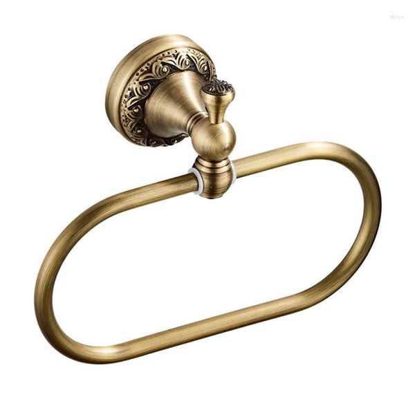 Appendini Anello portasciugamani ovale Ottone antico Squisito modello Carving Hanger Hand Holder per accessori da cucina bagno