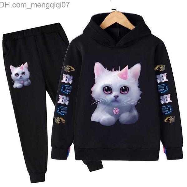 Giyim Setleri İki Set Çocuk Moda Erkekler Giyim Sonbahar Bebek Kız Biber Kedi Takım Çocuklar Pamuk Hoodie Z230717