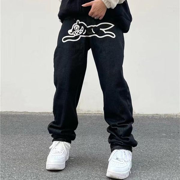 Jeans masculino 2023 Moda Ropa Dog Print Baggy Men Hip Hop Pants Y2K Clothes Black Straight Luxury Denim Trousers Pantalon Homme
