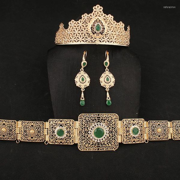 Collier boucles d'oreilles ensemble Dicai femmes élégantes bijoux mariée diadème couronne algérie dames métal ceinture accessoires pour créateur de luxe