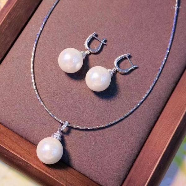 Brincos de madrepérola colar conjuntos de joias para mulheres finas simples elegante clássico presente feminino prata esterlina 925 grátis