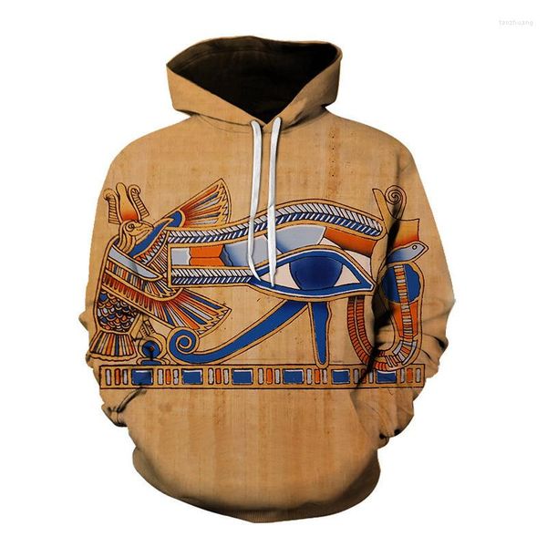 Felpe con cappuccio da uomo 2023 Ancient Horus Dio egiziano Occhio dell'Egitto Faraone Anubis Felpa con cappuccio con stampa 3D Felpe Uomo Casual Pullover Streetwear