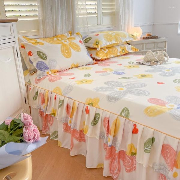 Gonna da letto Copriletto in pizzo a doppio strato Materasso antipolvere con copertura di protezione della cinghia Bordatura stile 1,5 / 1,8 m / 2 m