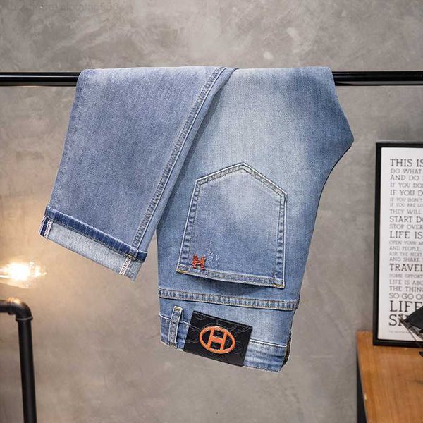 2023 sommer Top designer Jeans Männer Füße Elastische Slim Fit Koreanische Blau Denim Hosen Dünne