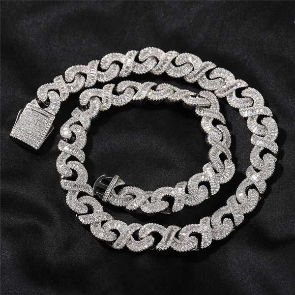 12MM T Cubic Zirconia Infinity Symbol Chain Collana da uomo Hip Hop Zircone Catena placcata in oro con diamanti pieni per donna