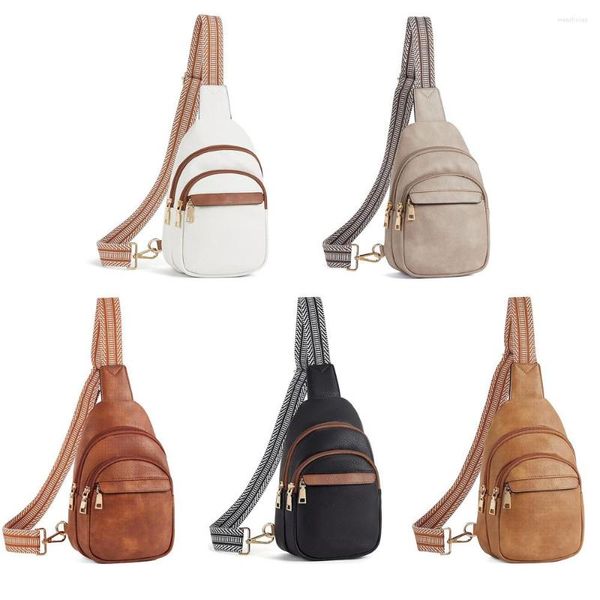 Bolsas de noite Tendência Couro PU Crossbody Sling Feminino Moda Vintage Alça de Guitarra Fanny Packs Feminino Casual Grande Capacidade Bolsa Peitoral