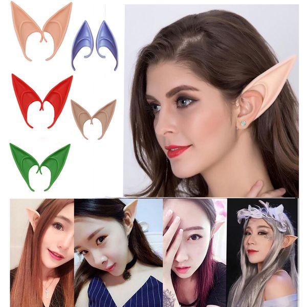 Elf Ears Cosplay Anime Game Halloween Party Costumes Wear Latex Colorfull DIY Elves Elves Ears Dressed Props