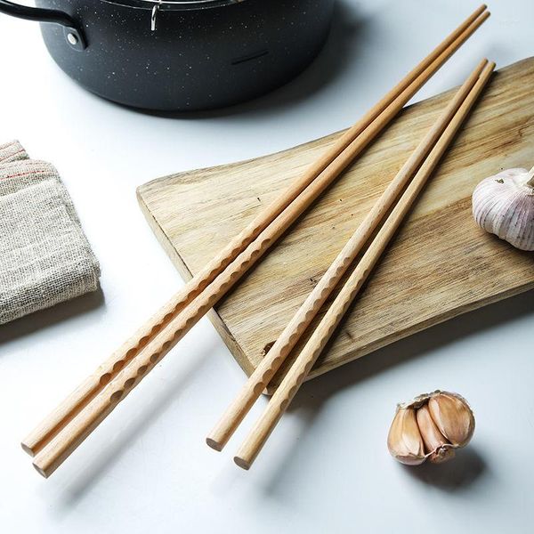 Essstäbchen im japanischen Stil, Buchenholz, verlängerter Holztopf, Verbrühschutz für gebratene Haushaltsprodukte, Küchenutensilien