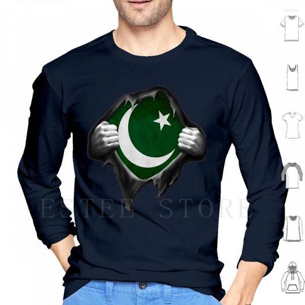 Herren-Kapuzenpullover mit Pakistan-Flagge. Stolze pakistanische Langarm-Flaggen-Stolz-Nationalsportmannschaft