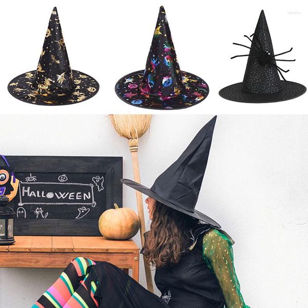 Artigos para festas Chapéus de bruxa Cosplay Personalidade Boné pontiagudo Chapéu de feiticeiro unissex Acessórios de Halloween Decoração Festivais Decoração