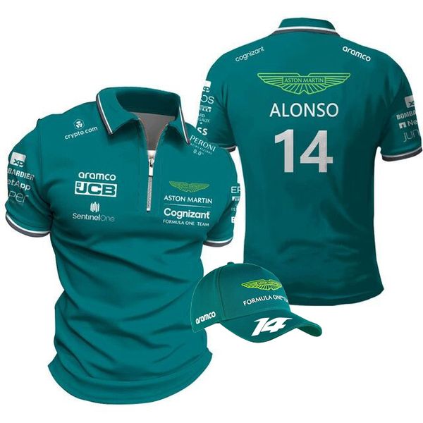 T-shirt da uomo F1 Aston Martin POLO Il pilota spagnolo Fernando Alonso 14 magliette L'abbigliamento di alta qualità può essere spedito Regala cappelli