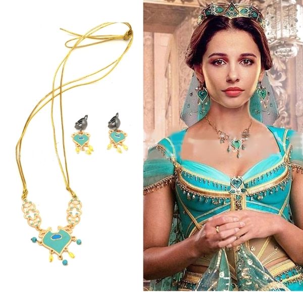 Свадебные ювелирные украшения устанавливают женщины Жасмин Королевскую Корону Серьговые серьги для подвесной ожерелья для ожерелья