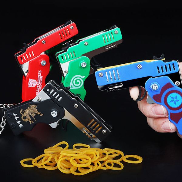 Gioco con la sabbia Divertimento con l'acqua 1pc Mini pistola giocattolo in metallo con elastico pieghevole Pistola Chiave Ciondolo con ciondolo Regali di compleanno per bambini Giocattoli Ragazzo Ragazza Gioco Bomboniere 230617