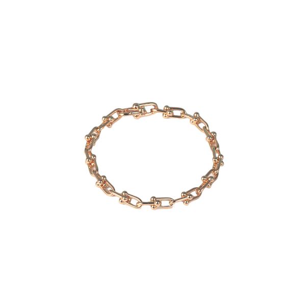 925 prata tiffass e co pulseira em forma de U para mulheres ouro pequeno elo corrente pulseira de ouro rosa alta qualidade designer jóias festa de casamento caixa de presente de luxo