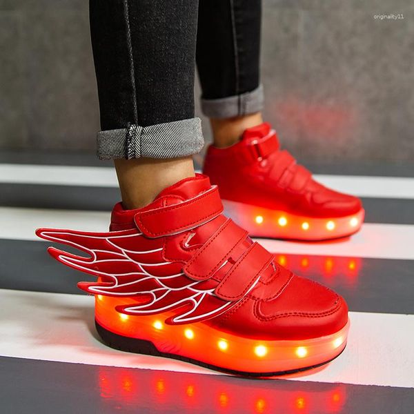 Scarpe da ginnastica 2023 Sneakers Roller con due ruote Wheelys Led Bambini Ragazze Bambini Ragazzi Light Up Luminoso Incandescente Illuminato