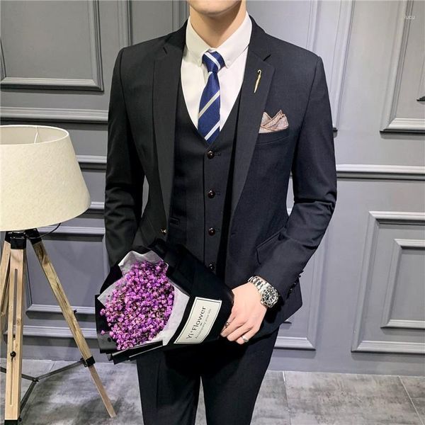 Мужские костюмы Mens Slim Fit Формальное 3pcs set Stest Groom Sward Dress Костюм Business Man Office Work Blazer Сопоставление наборов плюс 5xl