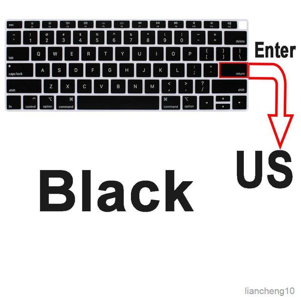 Tastaturabdeckungen US-Version/Englische Zeichen Laptop-Tastaturfolie für Air Pro 12 13 15 A2141 Schwarze Tastaturabdeckung R230717