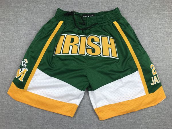 Irish High School Basketball Short Hip Pop Laufhose Neu mit Tasche York Reißverschluss genäht Blau Weiß Größe S-XXL