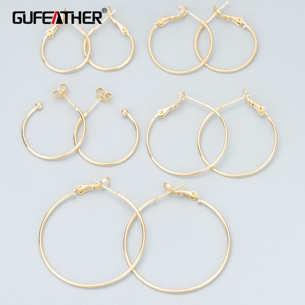 Charm Gufeather MC19, accessori per gioielli, placcati in oro, portata di passaggio, nichel senza nichel, anello rotondo, fascino, produzione di gioielli, orecchini fai -da -te, 6pcs/lotto