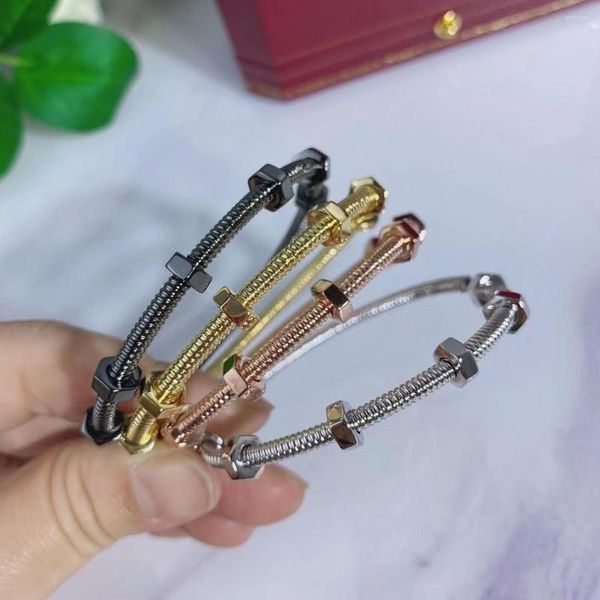 Armreif 2023 Mode Hohe Qualität Mutter Armband Für Frauen Doppel Schraube Bolzen Männer Paar Geschenk Trendy Marke Design Schmuck