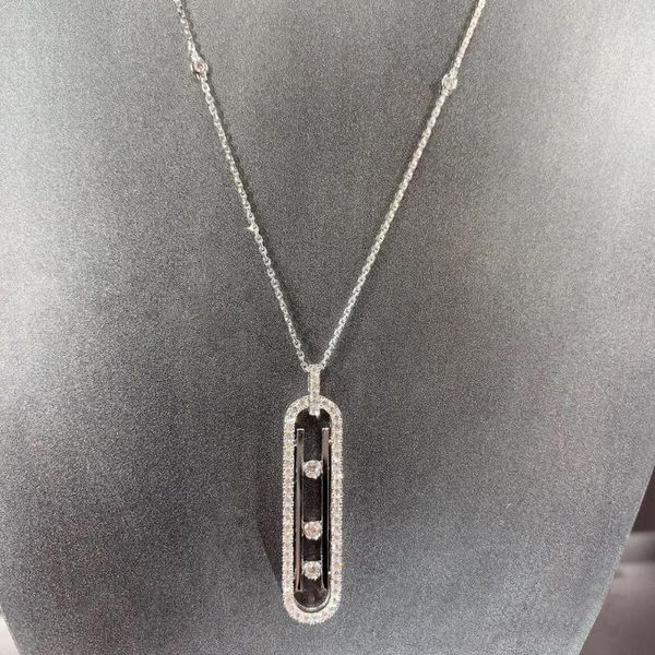 Catene Collana da donna in argento 925 con diamanti scorrevoli da 80 cm. Regalo della dea della moda europea e americana