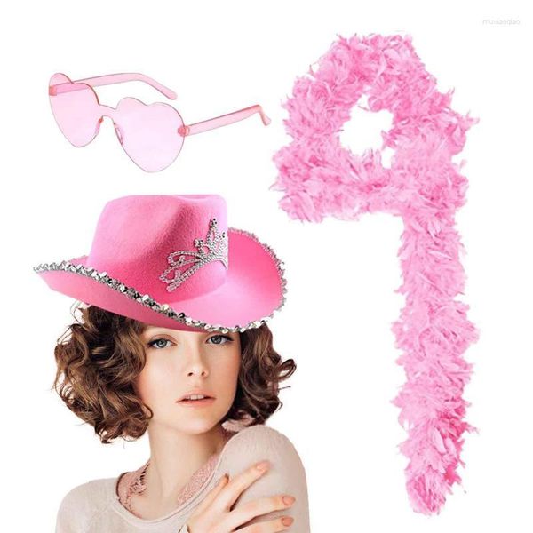 Aufbewahrungstaschen, rosa Cowgirl-Hut, Neuheit, adretter Cowboy mit Herz-Sonnenbrille, hautfreundliche Party-Dekoration, Kleidung für Disco-Raum