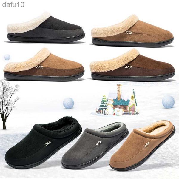 Inverno Homens Chinelos de Algodão Banheiro Sapatos de Pelúcia Masculino Quente Estilo Austrália Casa Chinelos Macios Interior Homem Sólido Adulto Pantufa L230704