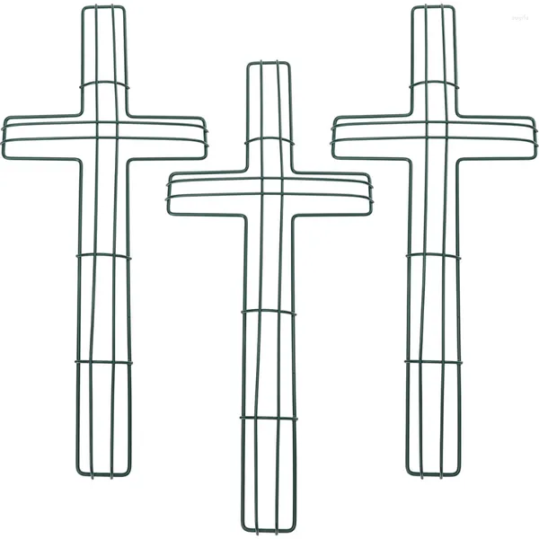 Dekorative Blumen, 3 Stück, für die Kirche, die Krippe, Metall, Kreuz, Kranz, Rahmen, Haustür, Girlande, Zubehör, Dekorationen, Party-förmiges Gestell, DIY-Form