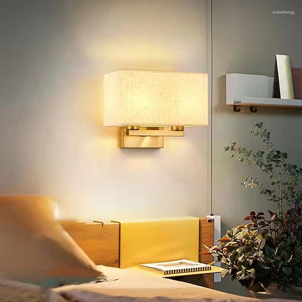 Wandlampen Moderne Stofflampe Schlafzimmer Wandleuchte E27 Glühbirne Atmosphäre Dekoration Beleuchtungskörper Gold Schwarz Metall