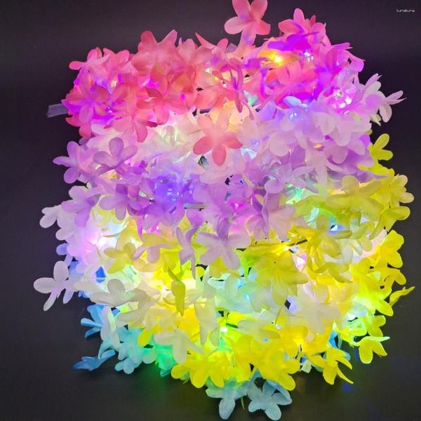 Decoração de festa Coroa de flores com iluminação LED Brilho Faixa de cabelo Leite havaiano Coroa Aniversário Artigos de casamento