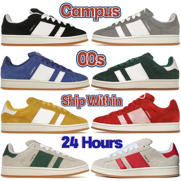 Sapatos masculinos de grife Campus 00s Tênis de camurça Verde escuro Cloud cinza preto Wonder White Semilúcido Azul Spice Yellow Bark tênis casual para mulheres ao ar livre