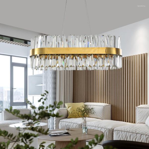 Lampadari Design di lusso Lampadario di cristallo moderno LED AC110V 220V Lustre CristalChrome Dining Living Room Lamp