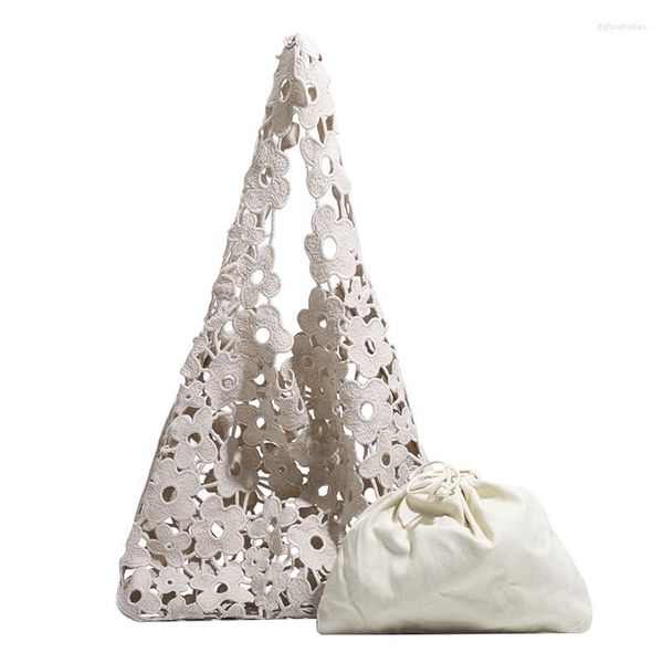 Bolsas de noite Bolsa de ombro de renda 2023 Bolsas femininas de verão de designer de moda Bolsas femininas ocas Flor de crochê composto de cor sólida