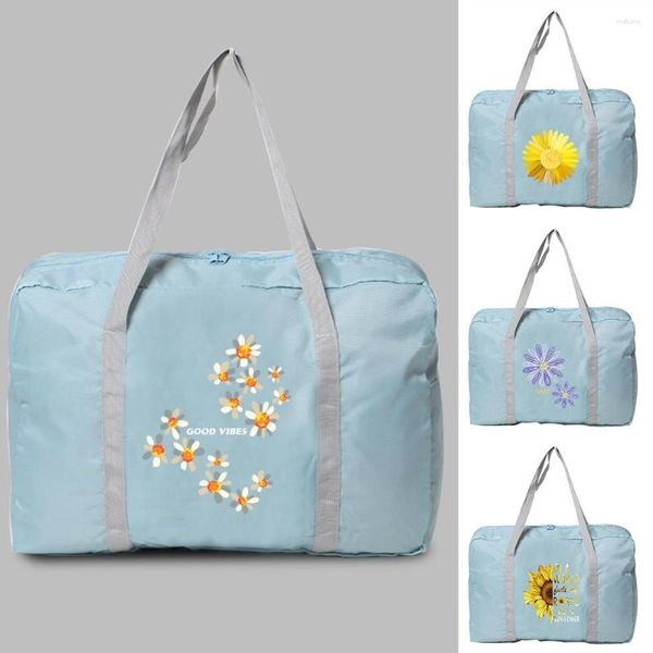 Sacos Duffel Grande Capacidade Daisy Travel Bag Handbag Tote Tote Nylon Para Senhoras Homens Fim de Semana Organizador Roupas Femininas Armazenamento Dobrável