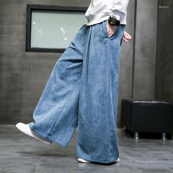 Erkek pantolon Japon geniş kadife bacak erkek vintage erkekler gevşek pantolonlar renk harajuku gündelik büyük boy giyim 2023 katı