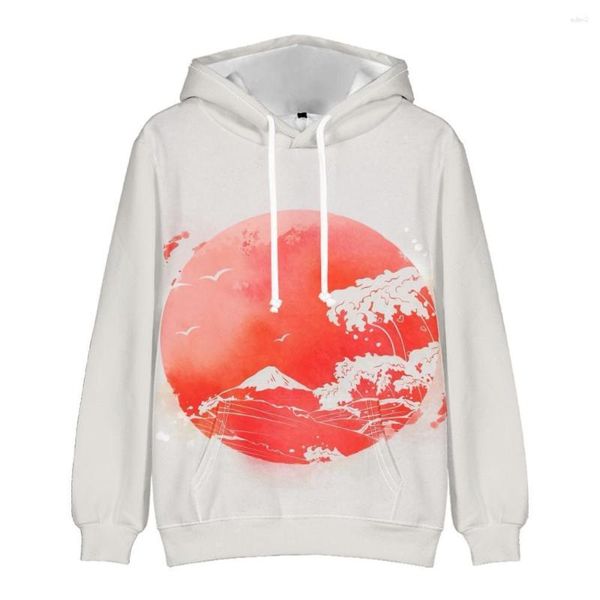 Herren Hoodies Herbst Fashion Casual Frauen Männer Sweatshirt Cartoon Orange Welle gedruckt Langarm Pullover Harajuku Streetwear