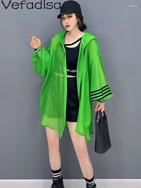 Giacche da donna Vefadisa 2023 Estate stile coreano Cappotto cardigan con cappuccio con protezione solare Donna Moda casual Verde Bianco Sottile ZXF232B