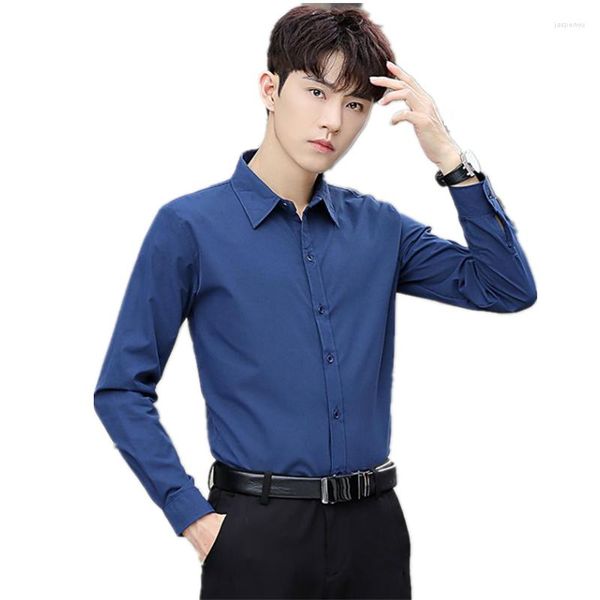 Camisas sociais masculinas Camisa de manga comprida Business Fashion No Iron Slim Fitting Terno Roupa formal profissional C0019