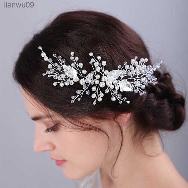 Moda Gümüş Alaşım Yaprak Düğün Baş Bandı El Yapımı Gelin Saç Aksesuarları Kadınlar için Başlık Kızlar Partisi Tiaras Headdress L230704