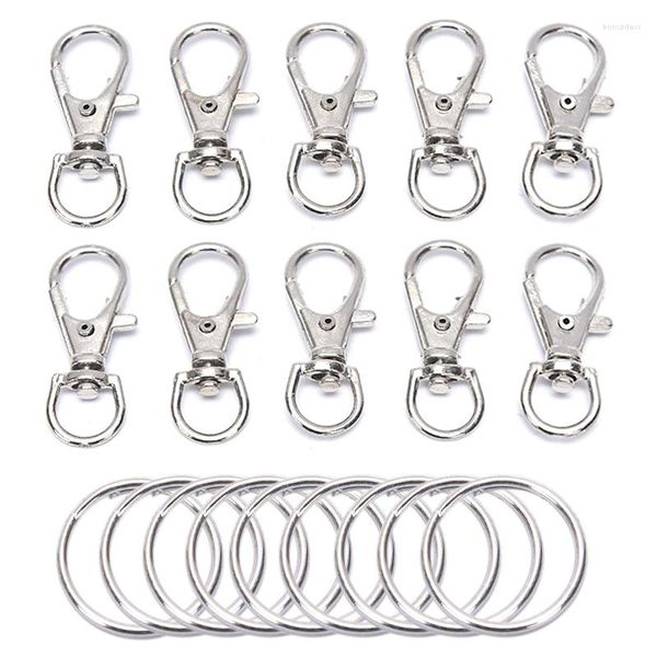 Anahtarlıklar 100 PCS Metal Ana Zincir Yüzükler Döner Tıkıklar Kravalı Snap Hook Lobster Pençe Takı Bulundu 50 PCS CLASP